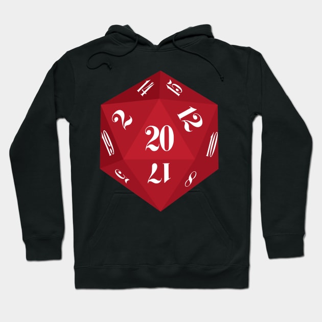 Red 20-Sided Dice Design Hoodie by GorsskyVlogs